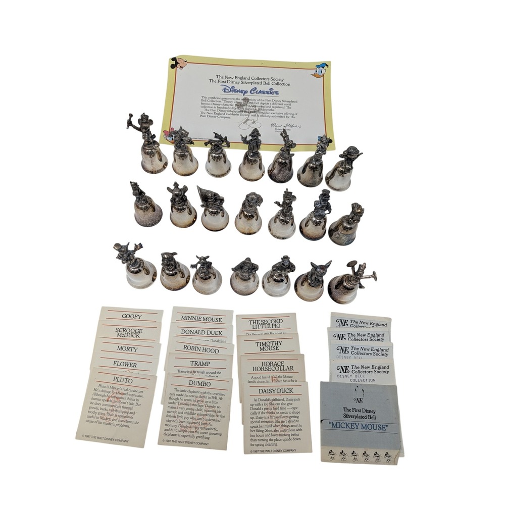 Lot of 21 Disney Classics Silverplated Bells 1987 New England Collectors Society